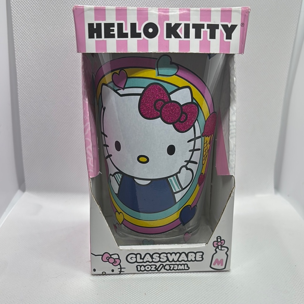 Hello Kitty Pink and Blue Glassware 16oz NIB